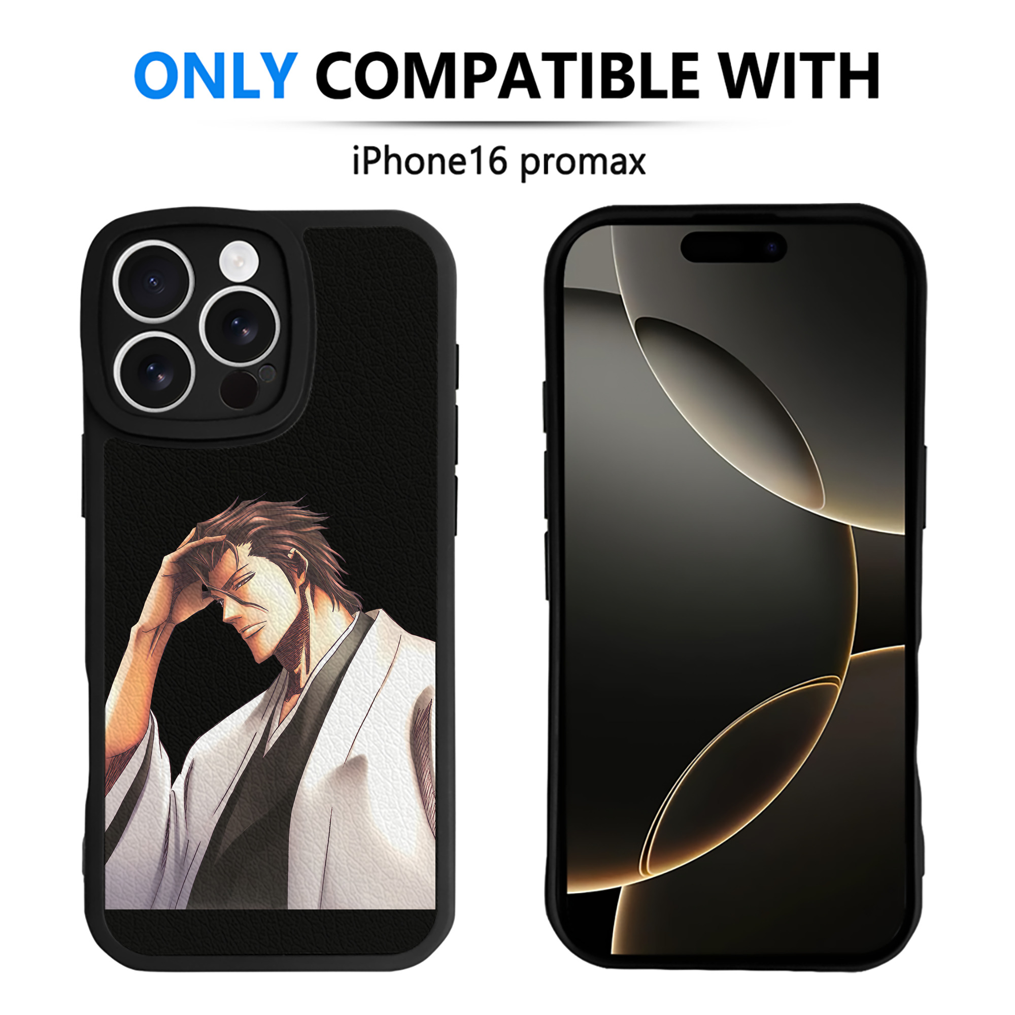 （画像用） ブリーチ 藍染 惣右介（あいぜん そうすけ） BLEACH Aizen Sousuke 【iPhone 16シリーズ対応】シリコンスマホケース（レザー調） 材質：シリコン